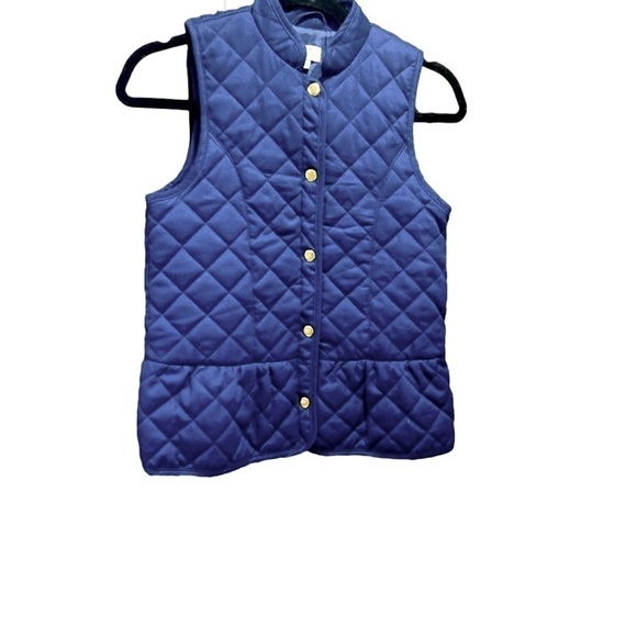 ⭐️ Crown & Ivy Girls Large Navy Blue Quilted Vest With Gold  Snap Buttons 5/$25 - Picture 1 of 4